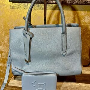 Radley London Light Blue Leather Satchel with Matching Wallet